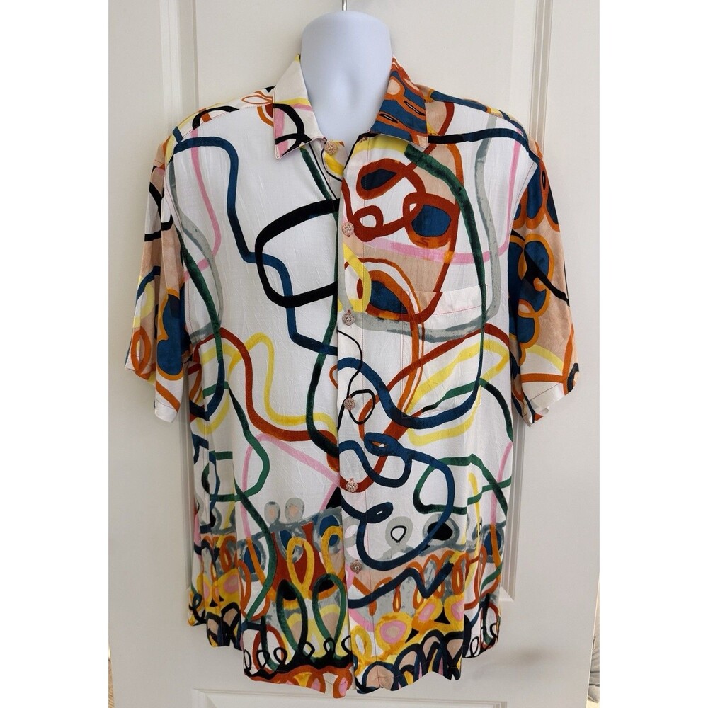 Jams World Men’s Hawaiian Aloha Shirt, Large, “Loop De Loop”, Great Condition